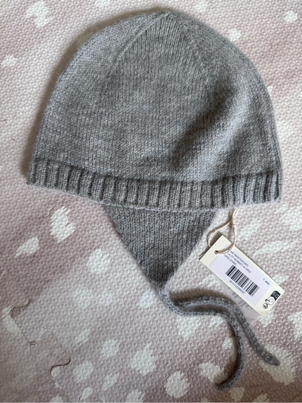 Bonton Paris Mulot Earflap Knit Beanie Bonnet Grey Size 4/6A